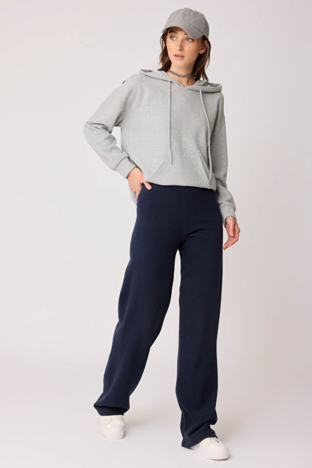 Geniş Paça Örme Pantolon - 3