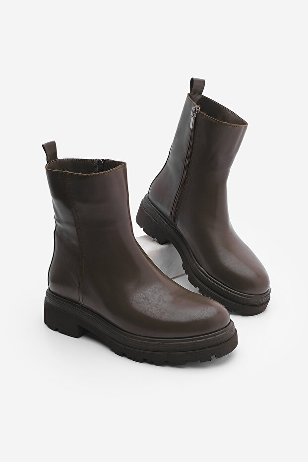 Women's Serrated Thick Sole Daily Boots Rintos Brown