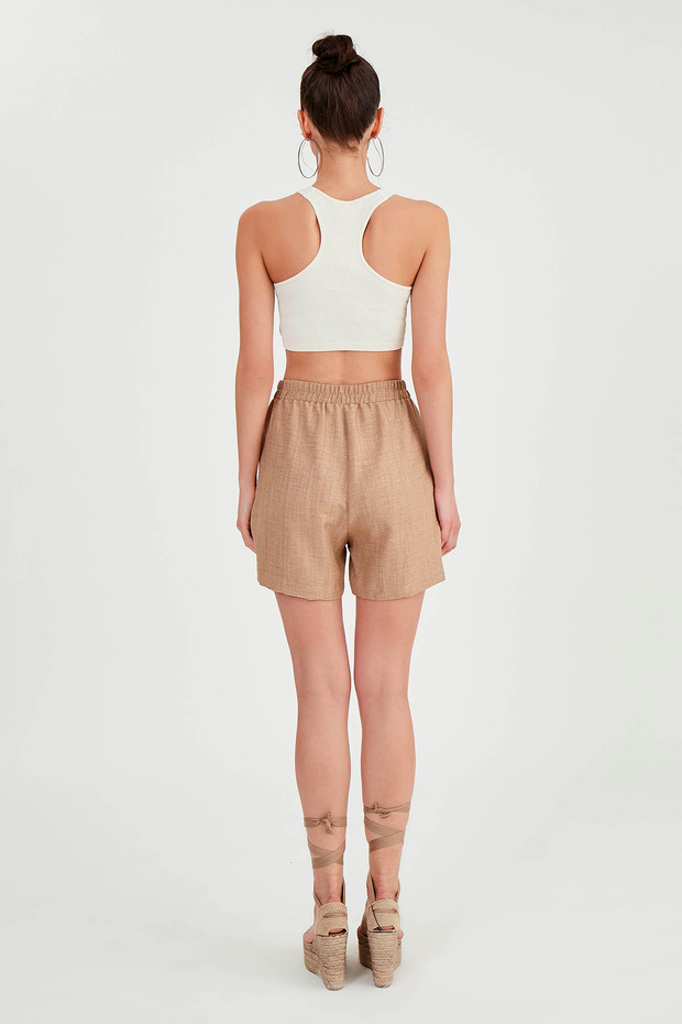 Beli Lastikli Cepli Şort - 5