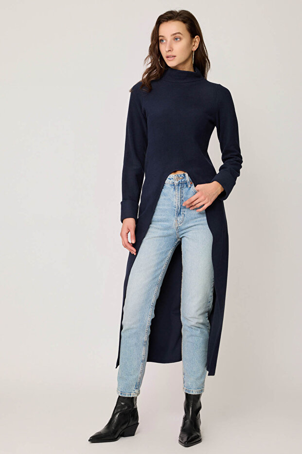Deep Slit Knitted Blouse - 3