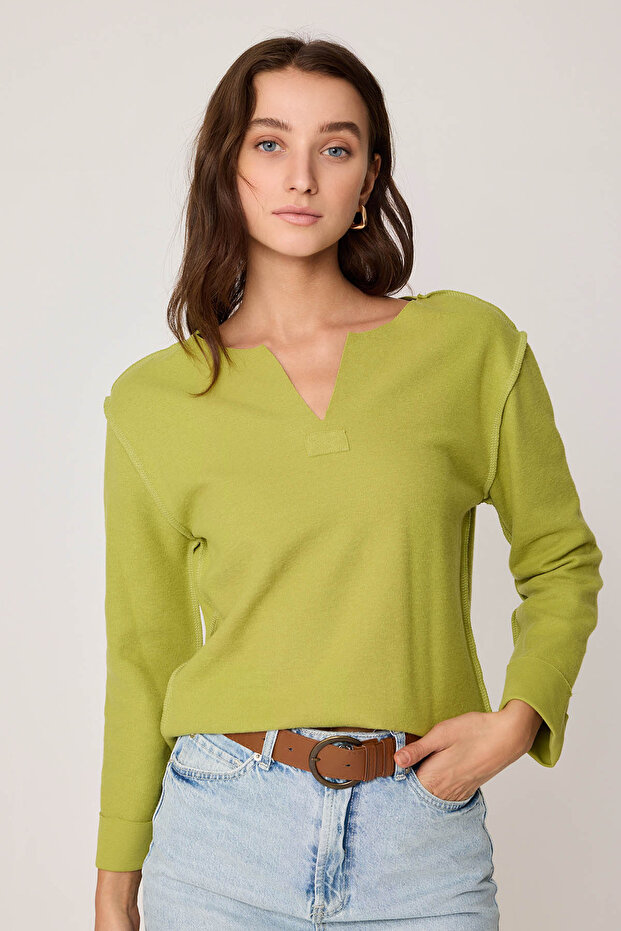 قطع الخامس الرقبة عكس غرزة بلوزة - 3