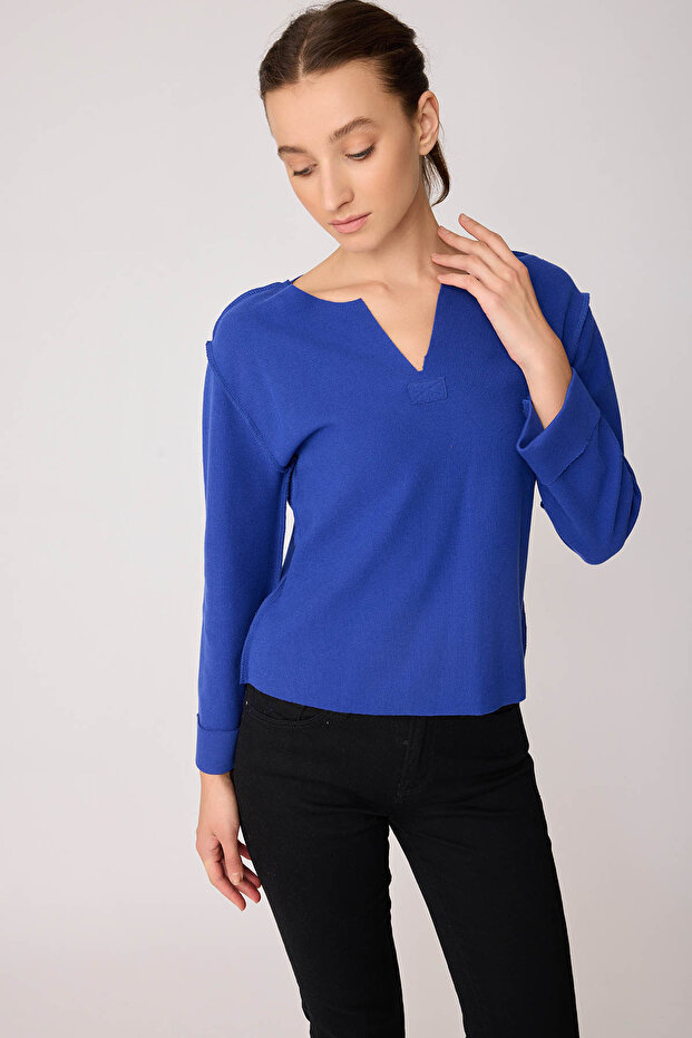 قطع الخامس الرقبة عكس غرزة بلوزة - 4