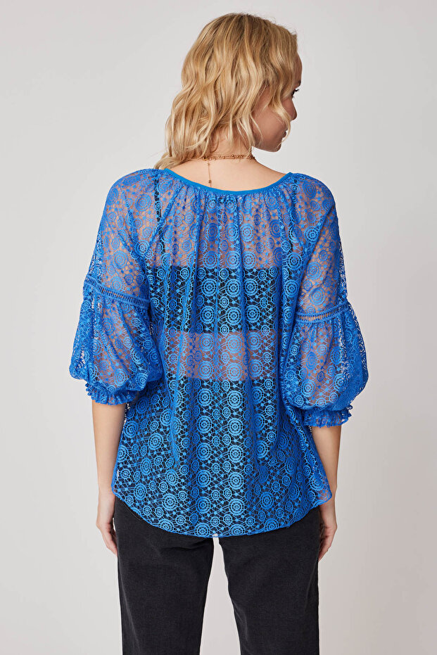 Half Sleeve Transparent Blouse - 5