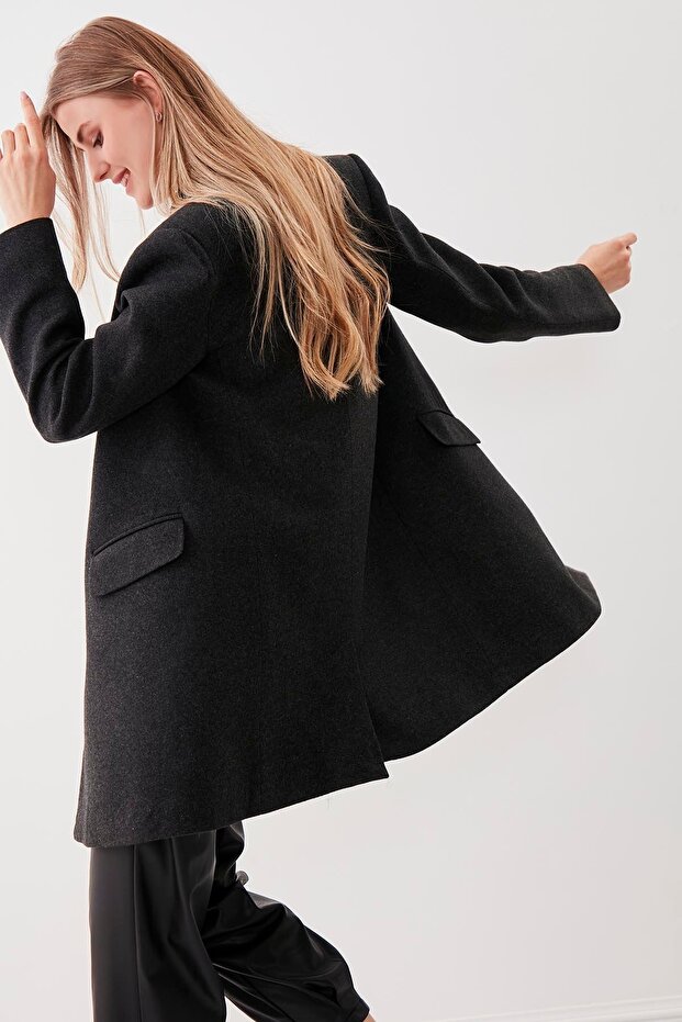 Lined Single Button Cashmere Coat - 3