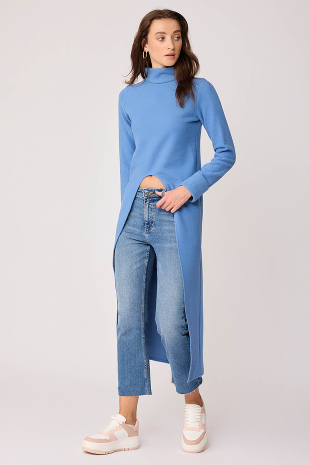 Derin Yırtmaçlı Örme Bluz - 2