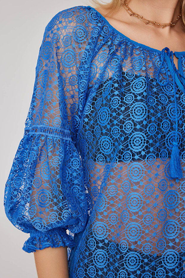 Half Sleeve Transparent Blouse - 4