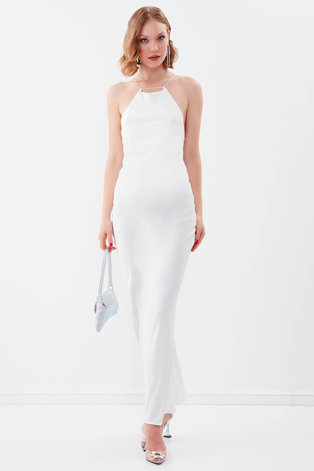 Saténové šaty s provazovým popruhem - 3