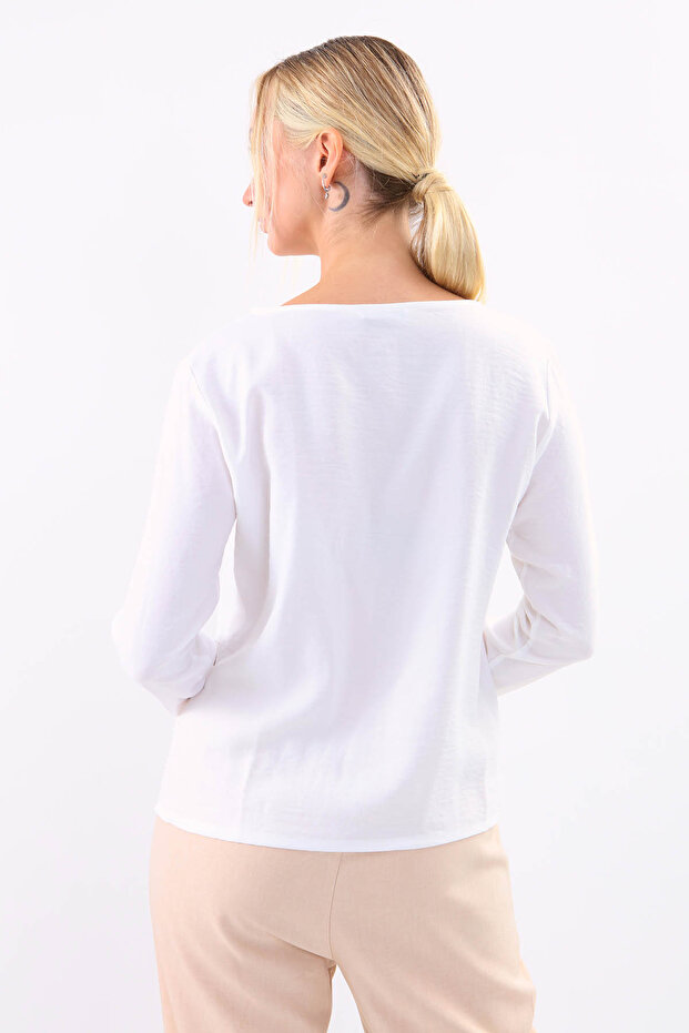 Laced Collar Buttoned Front Blouse - 5