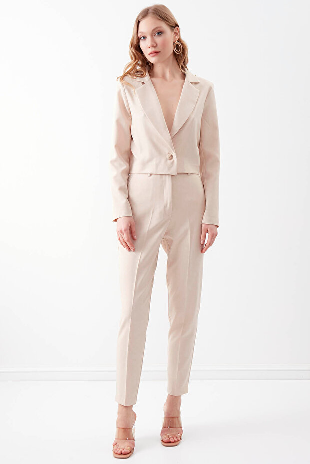 Single Button Crop Jacket - 1