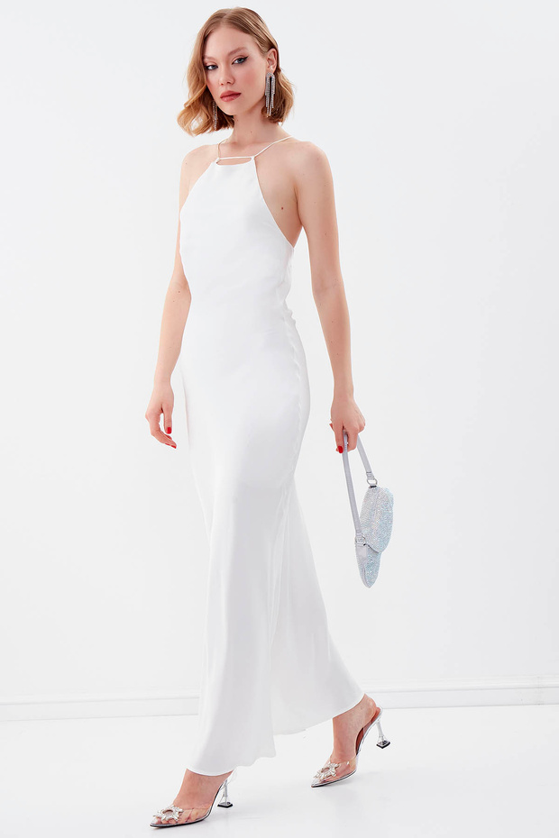 Saténové šaty s provazovým popruhem - 1