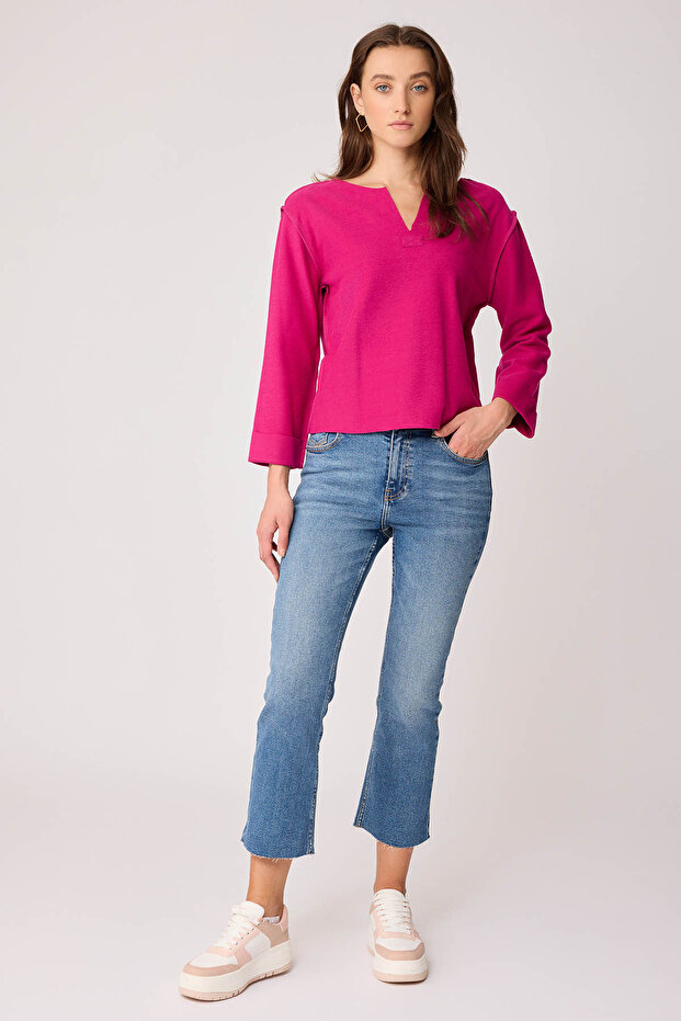 قطع الخامس الرقبة عكس غرزة بلوزة - 1