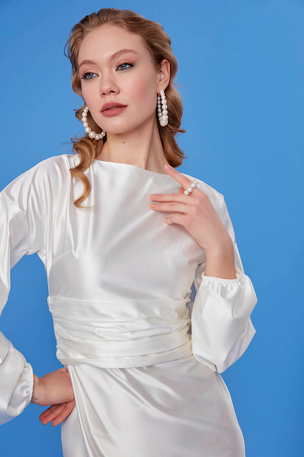 Saténové šaty do pasu - 4