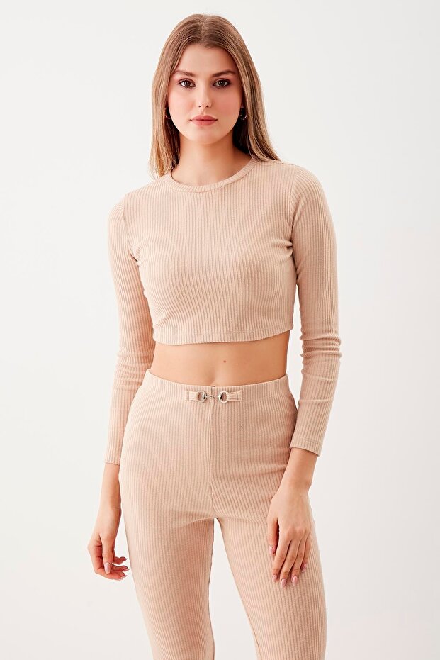 Round Neck Crop Blouse - 1