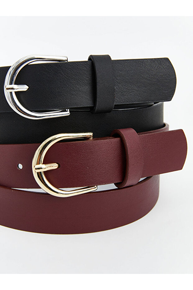 Leather Look Women's Belt Set of 2 - W4M322Z8