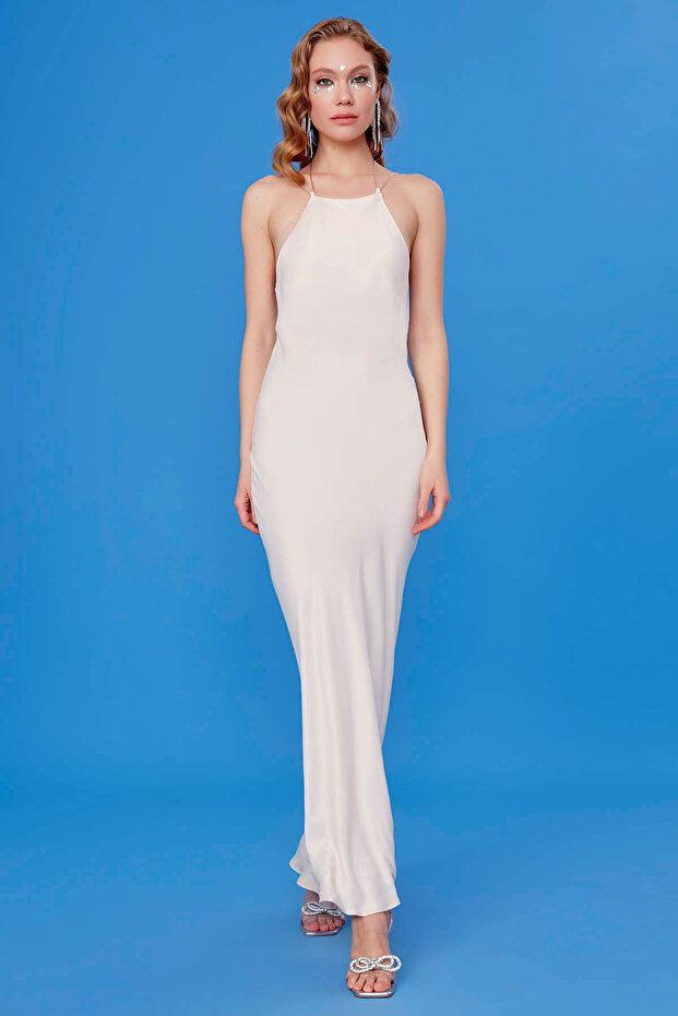 Satinkleid mit Seilträgern - 1