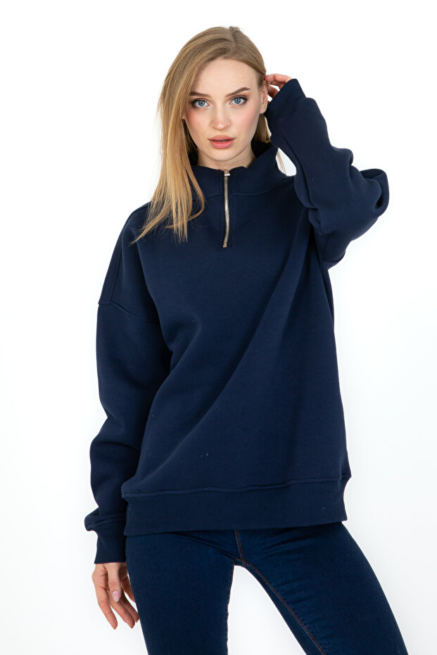 Kadın Fermuarlı  Sweatshirt - 2