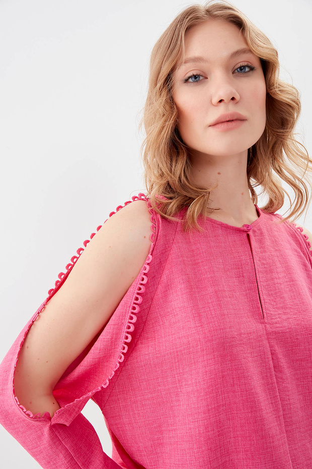 بلوزة بلا أكمام بياقة زر - 2