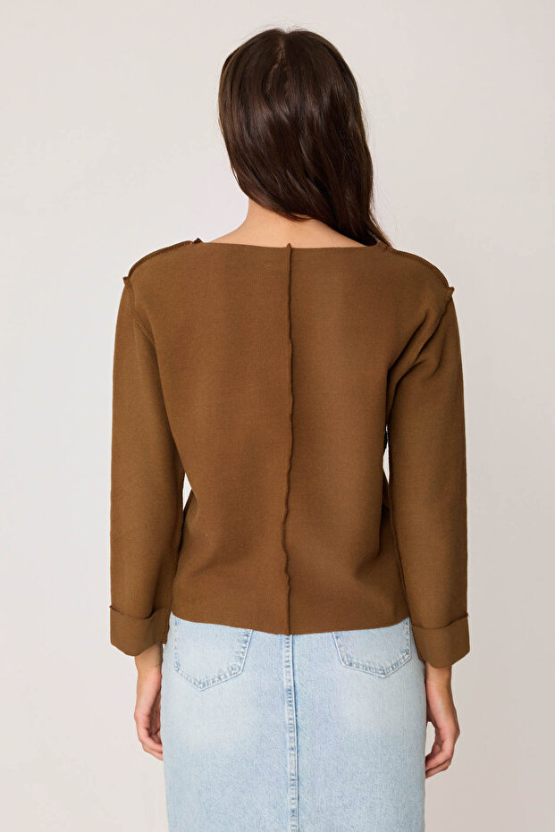 قطع الخامس الرقبة عكس غرزة بلوزة - 5