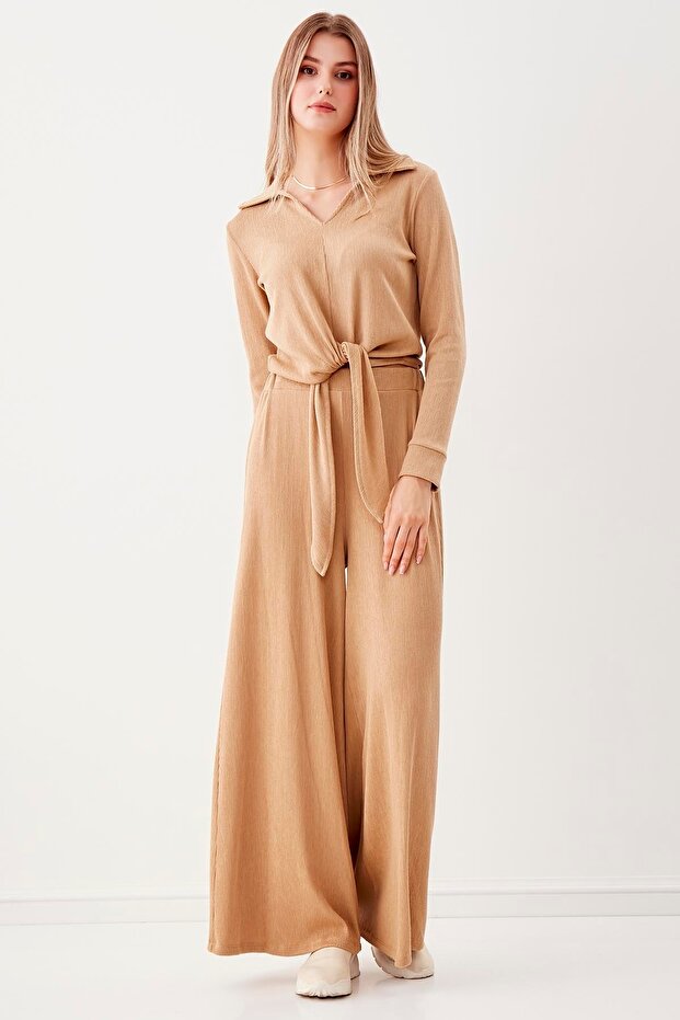 Bol Paça Örme Pantolon - 3