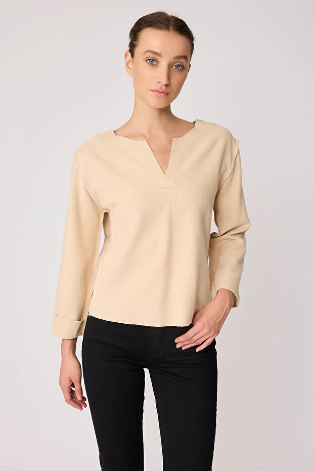 قطع الخامس الرقبة عكس غرزة بلوزة - 4