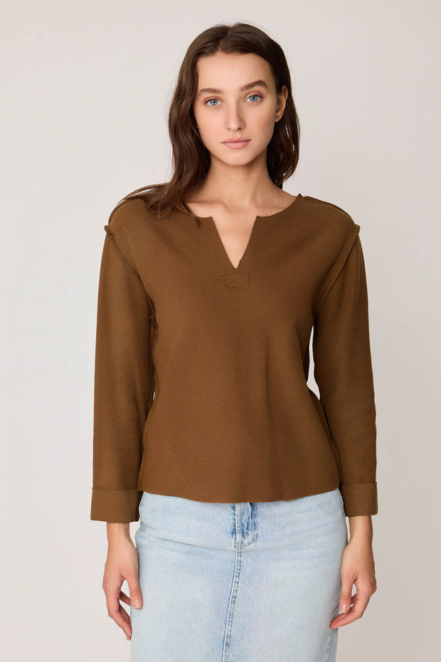 قطع الخامس الرقبة عكس غرزة بلوزة - 3