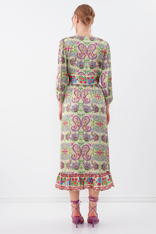 Etnik Desen Uzun Elbise - 5