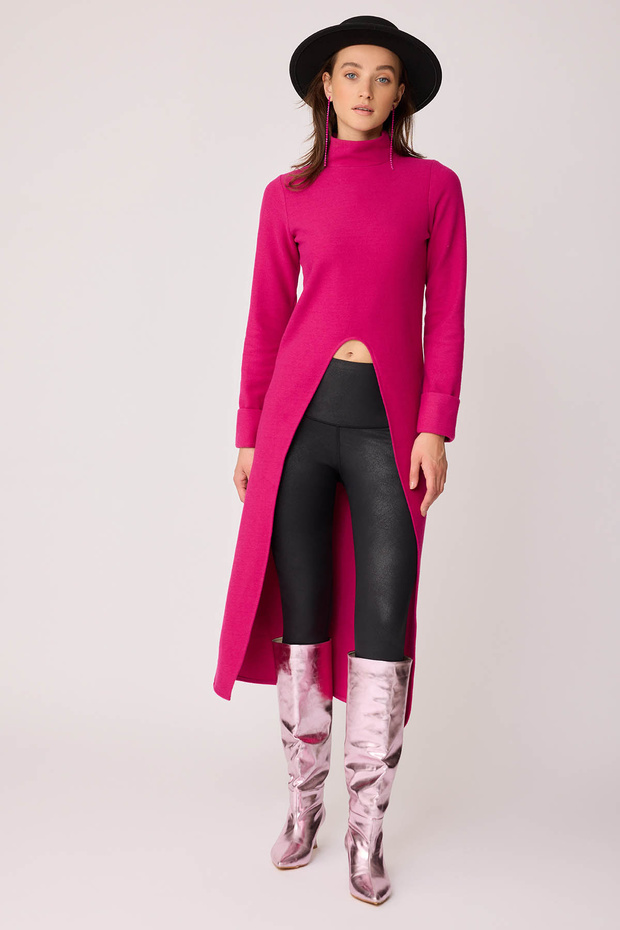 Derin Yırtmaçlı Örme Bluz - 2