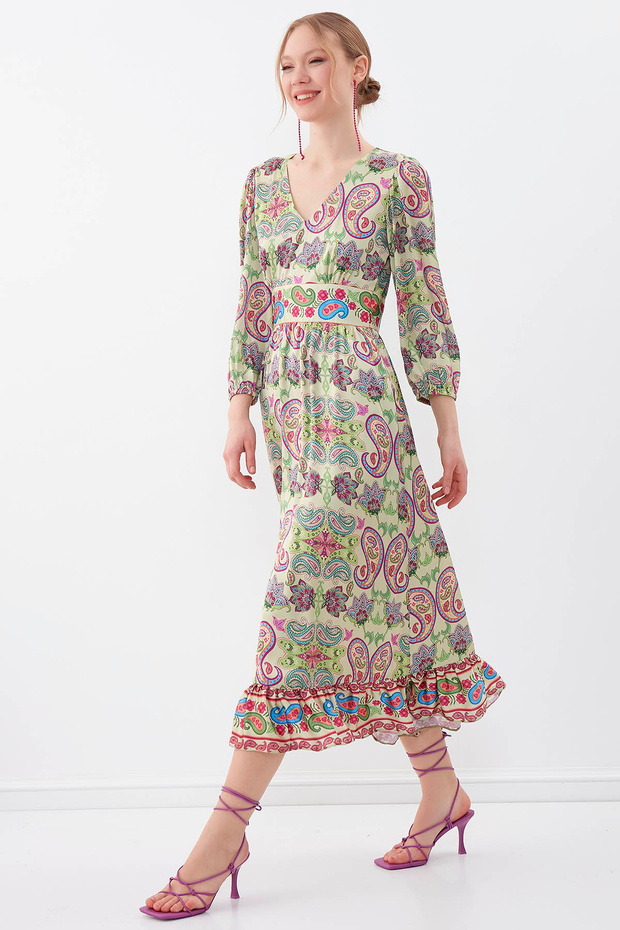 Etnik Desen Uzun Elbise - 3