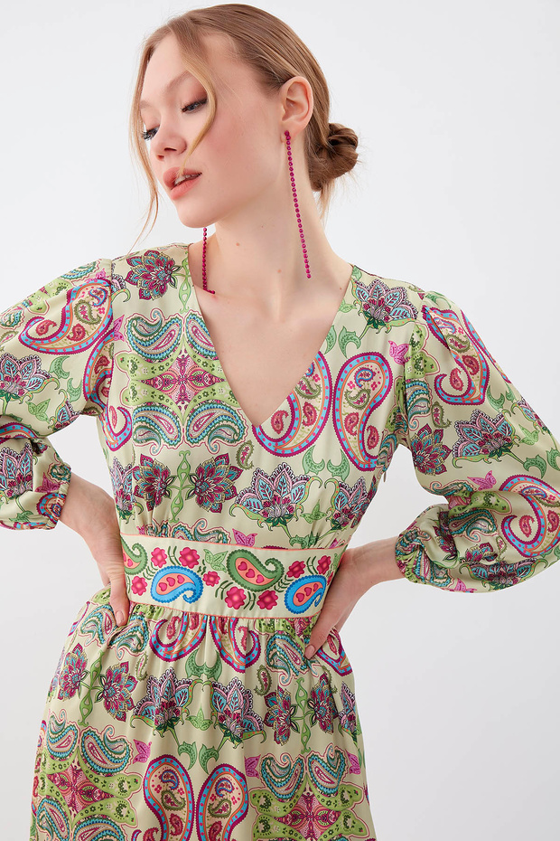 Etnik Desen Uzun Elbise - 4