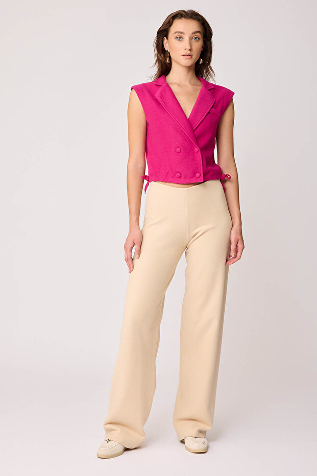 Geniş Paça Örme Pantolon - 3