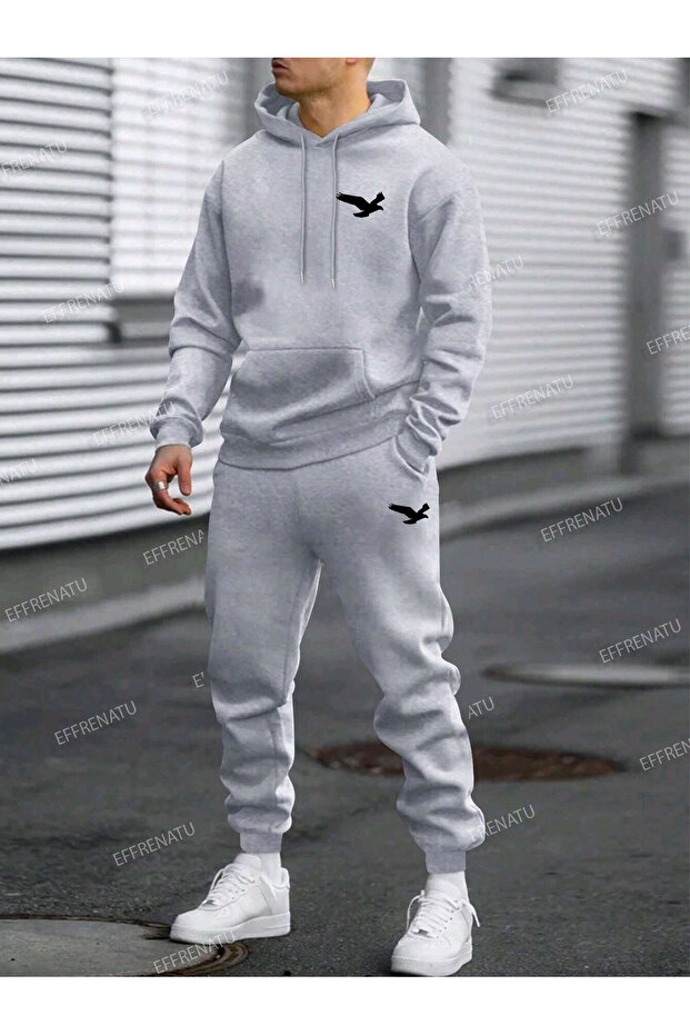 Hila fashion tracksuit set - Printed Oversized Hooded Fleece-Lined