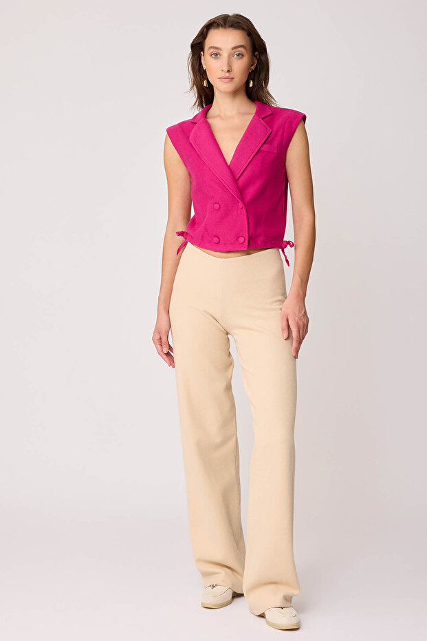 Geniş Paça Örme Pantolon - 1