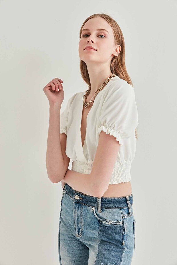Bluse mit Rüschenärmeln und Rock - 2