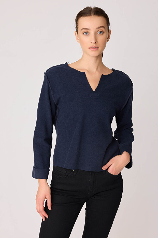 قطع الخامس الرقبة عكس غرزة بلوزة - 3