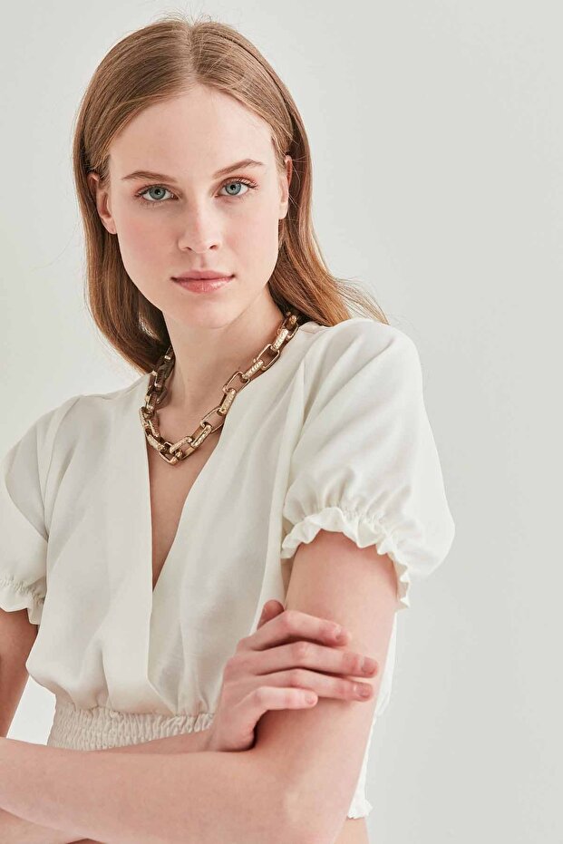 Bluse mit Rüschenärmeln und Rock - 4
