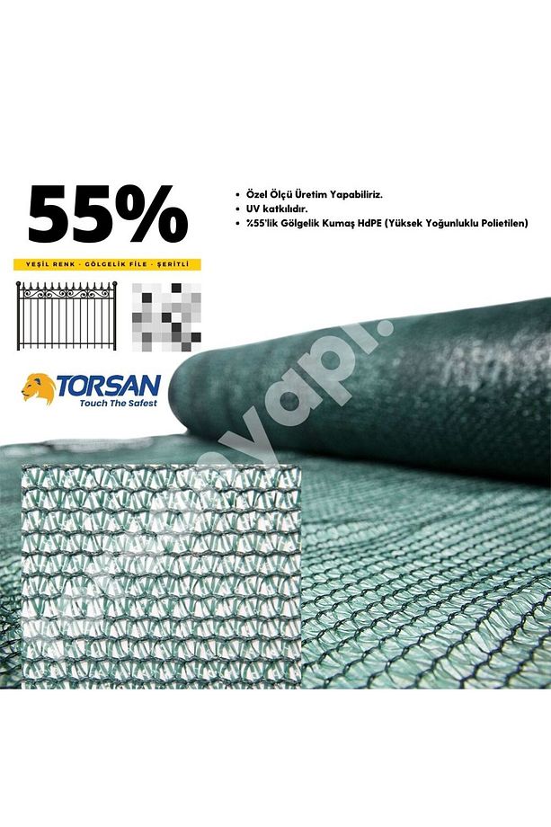 Gölge Filesi – 55lik Gölgeleme Filesi – Çit Filesi – Yeşil - Düz - 1.5 Metre X 3 Metre - 2