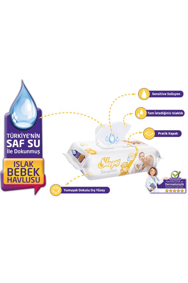 Sensitive 90 Yaprak 12 Li Paket Islak Mendil - 3