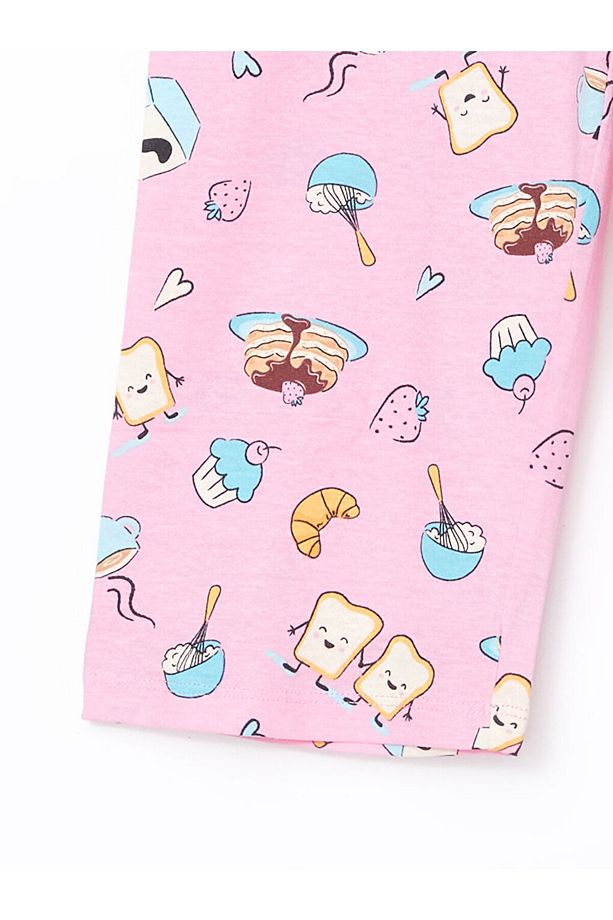 LCW Kids Sarı Bisiklet Yaka Kız Çocuk Pijama Takım - 6