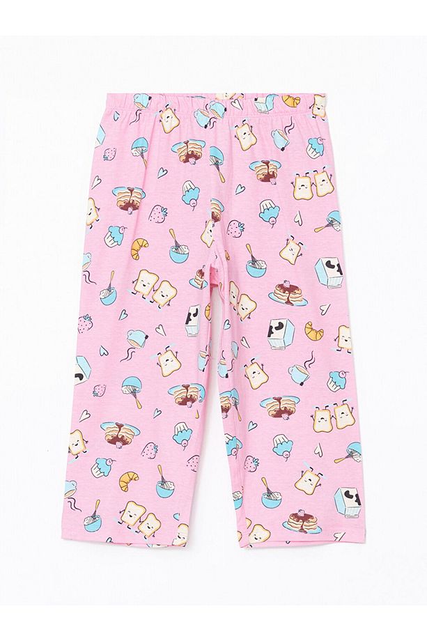 LCW Kids Sarı Bisiklet Yaka Kız Çocuk Pijama Takım - 5