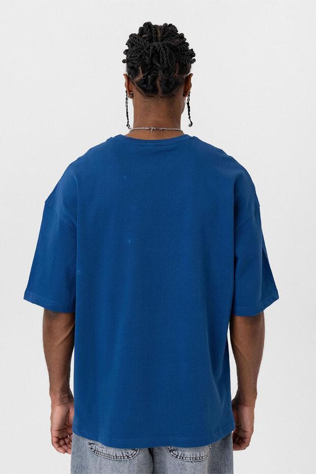 Basıc Oversize Tişört İndigo - 5