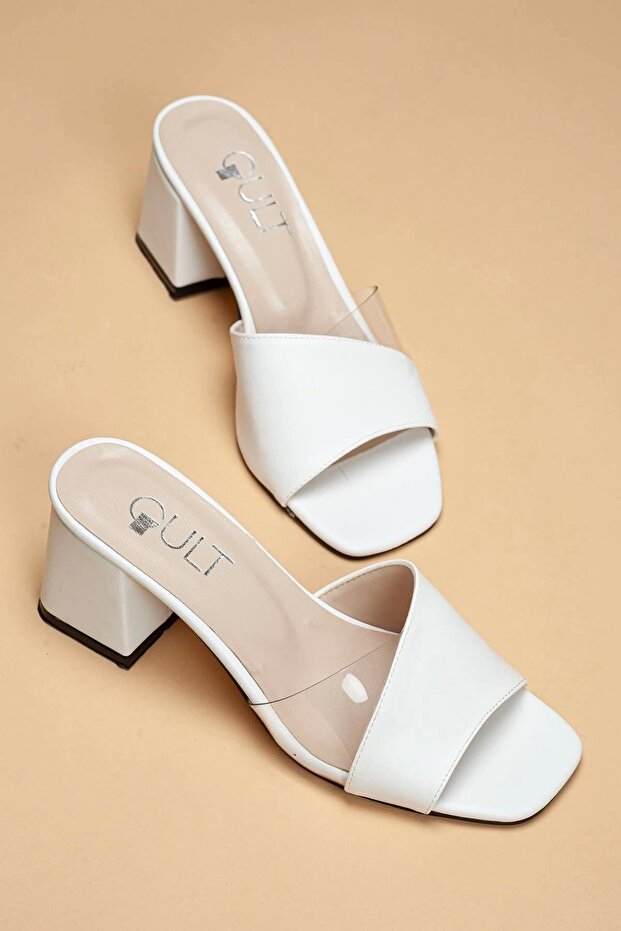 Transparent Detailed Women's Summer Stylish Slippers 5 Cm White