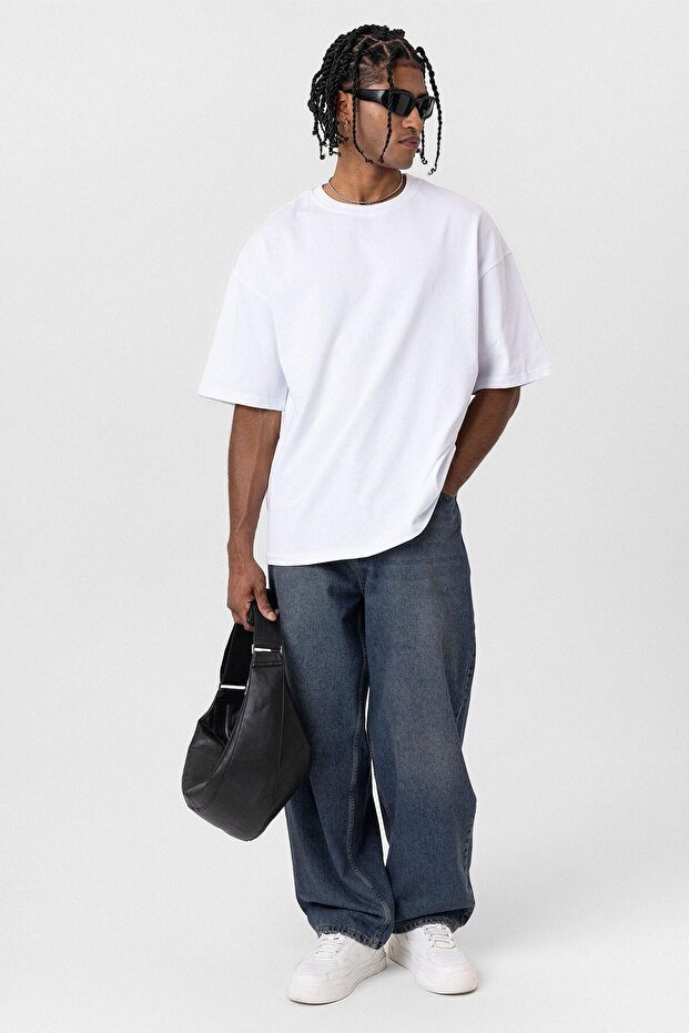 BASIC OVERSIZE TSHIRT BEYAZ - 8