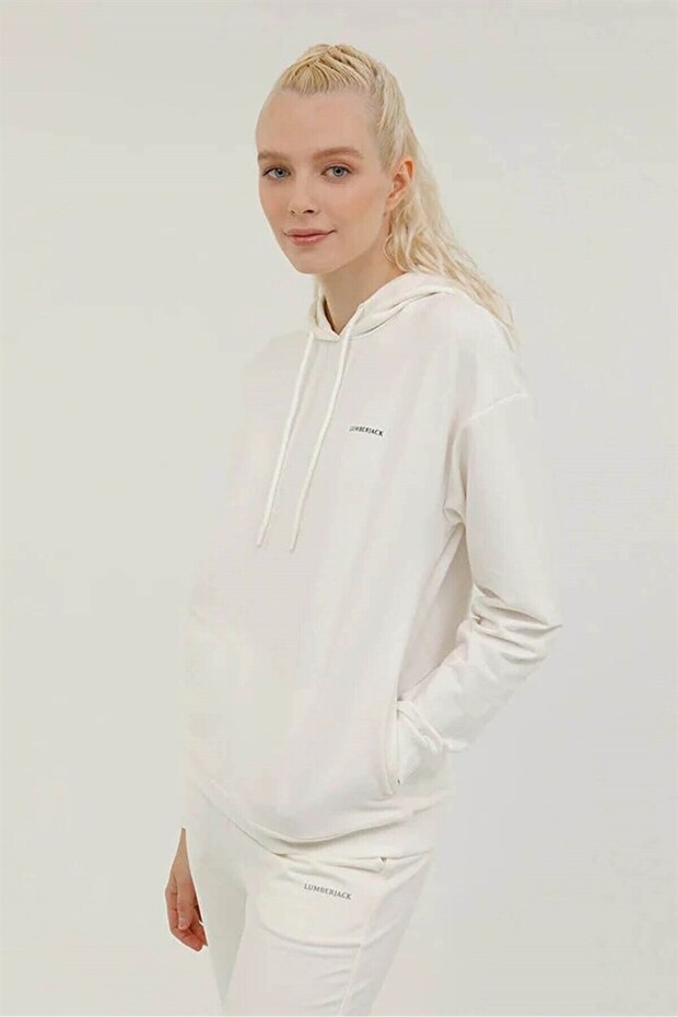 Kadın Sn80 Basıc Hoodıe 2 Pr Sweatshırt Ekru - 2