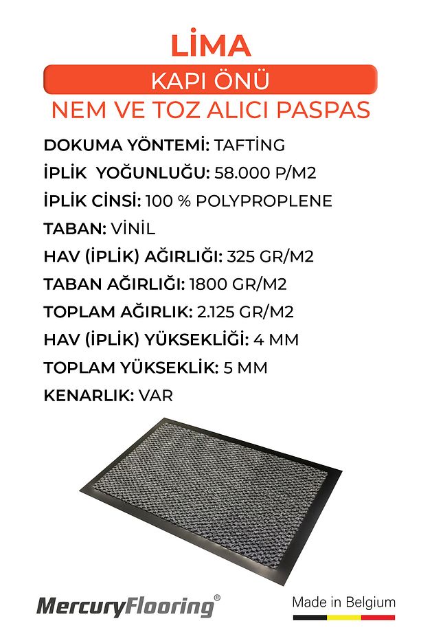 Lima Antrasit Kapı Önü Nem Ve Toz Alıcı Paspas - 5