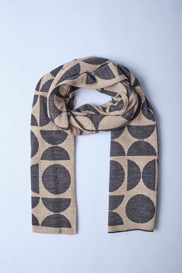 Eșarfă tricotată cu model circular - 5