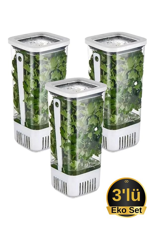 Yeşillik Saklama Kabı 3'lü Eko Set 1,7 Litre - 4