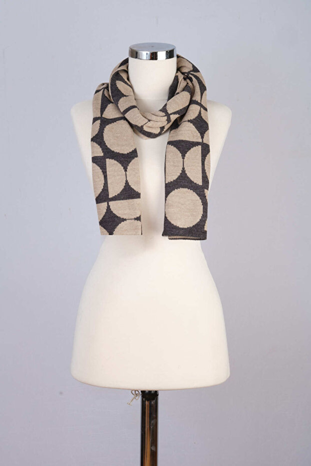 Eșarfă tricotată cu model circular - 6