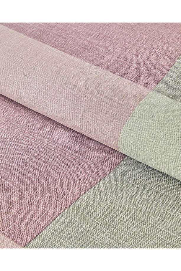 Textured Plaid Kolay Ütülenir Çift Kişilik Nevresim Seti 200x220 cm Yeşil-Mürdüm - 3