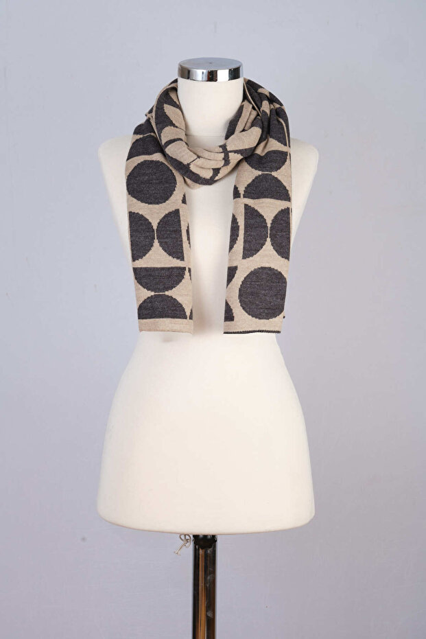 Eșarfă tricotată cu model circular - 4