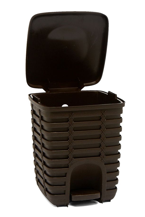 Palm Pedallı Kare Çöp Kovası 9 Lt - Kahve Rengi - 2